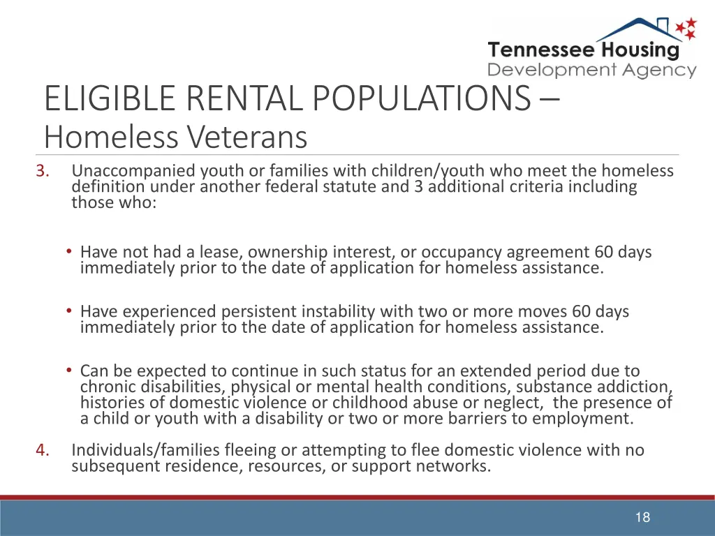 eligible rental populations homeless veterans 1