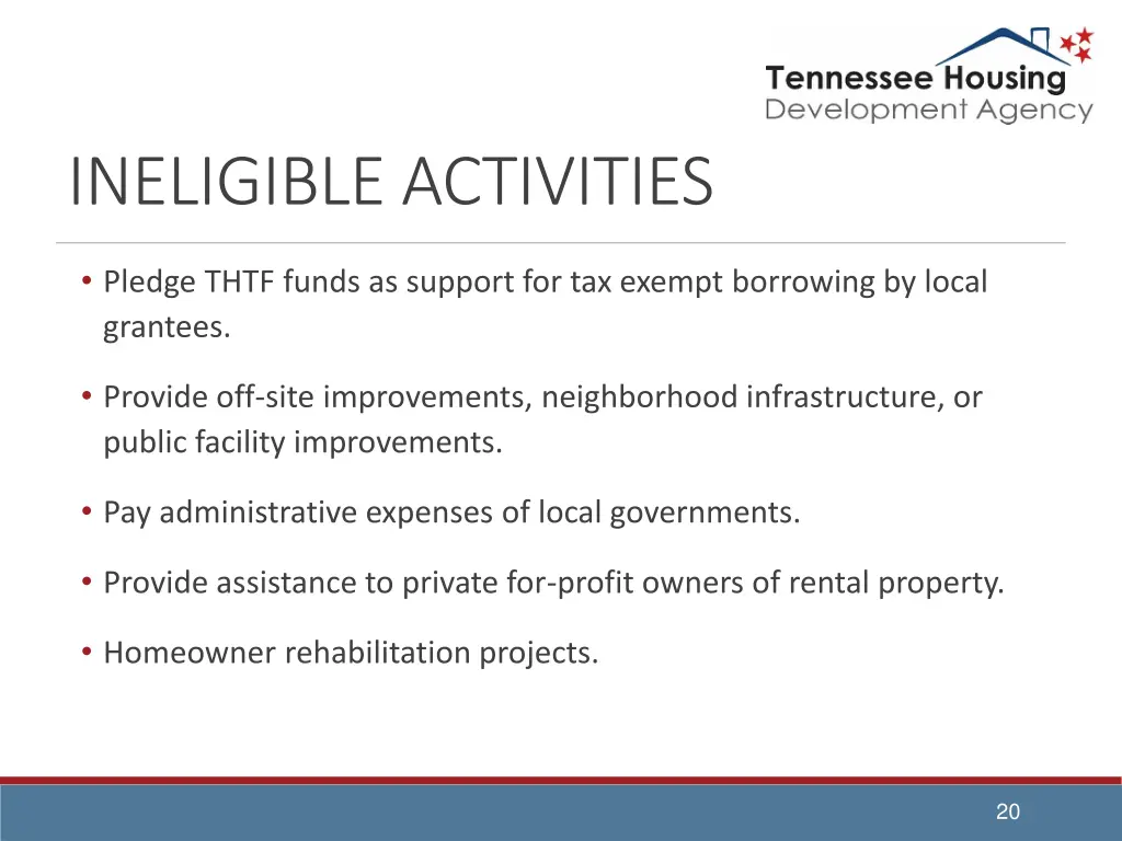 ineligible activities