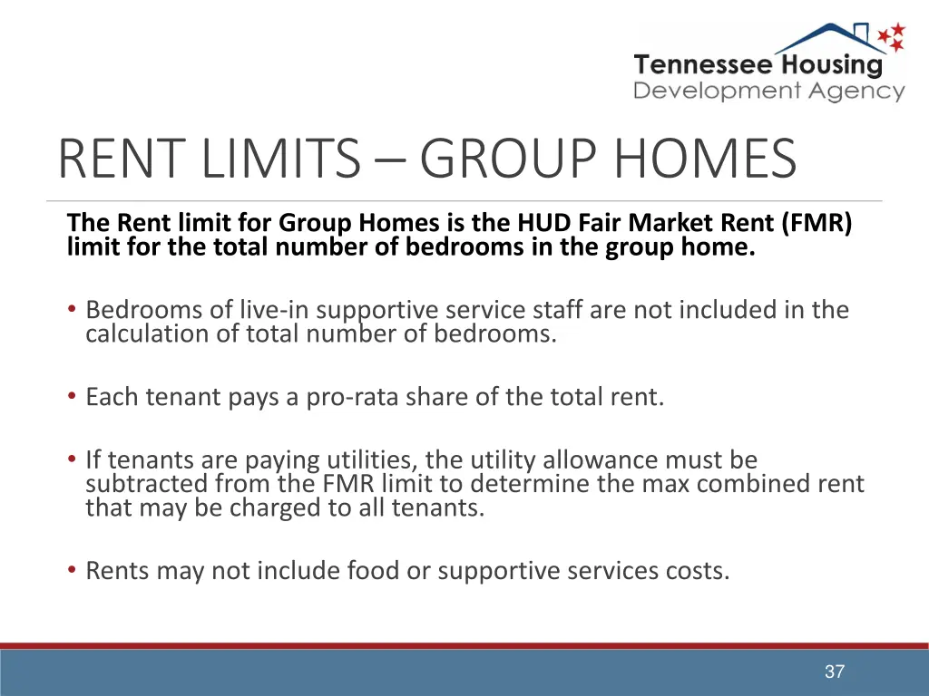 rent limits group homes