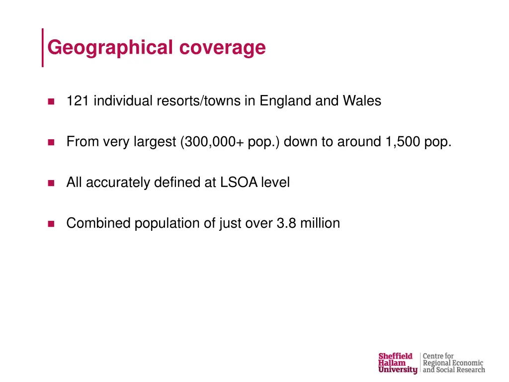 geographical coverage