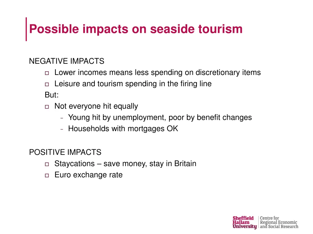 possible impacts on seaside tourism
