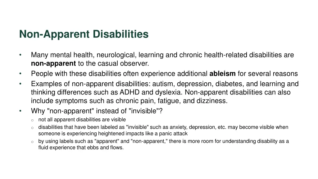 non apparent disabilities