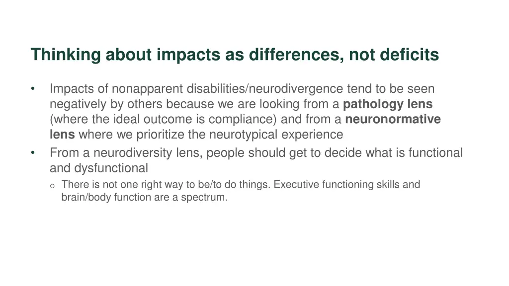 thinking about impacts as differences not deficits