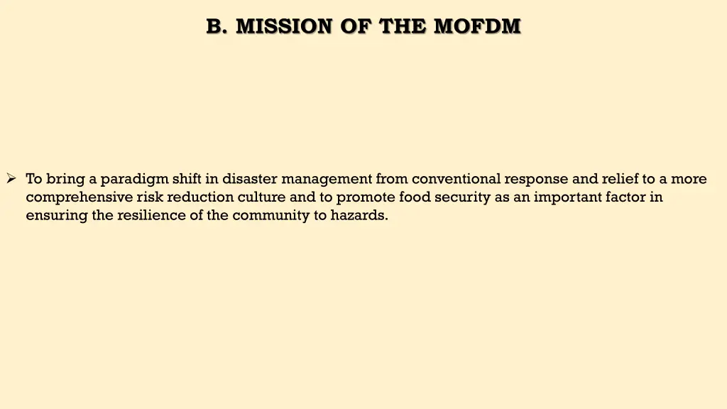 b mission of the mofdm