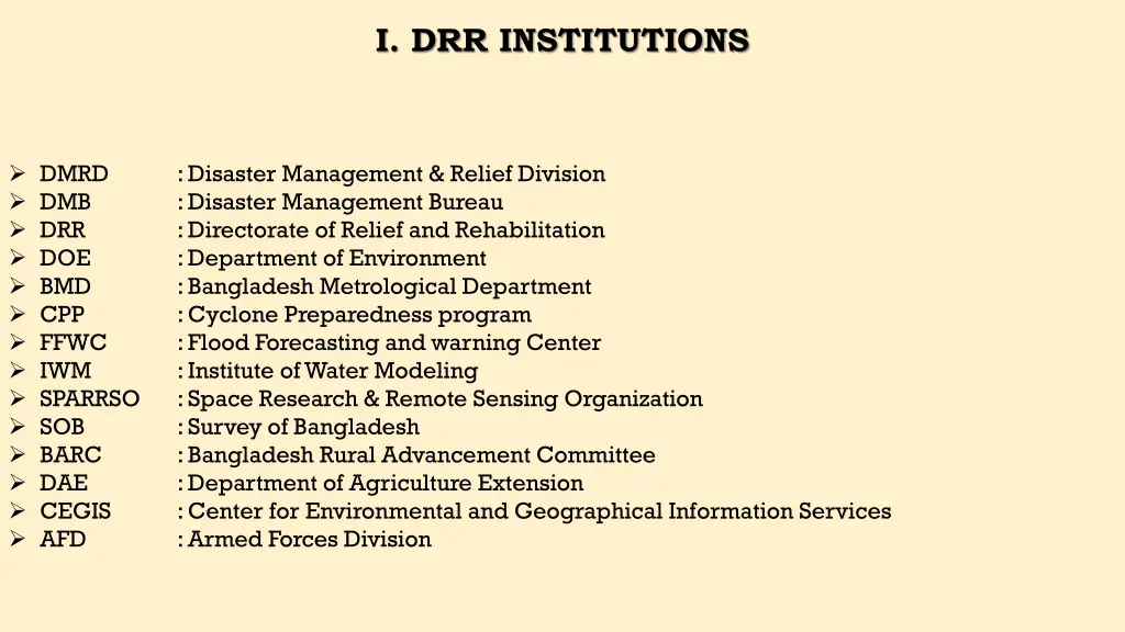 i drr institutions