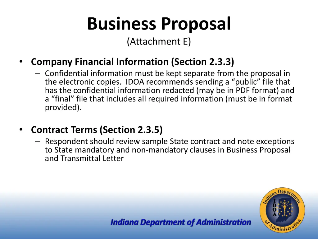 business proposal attachment e