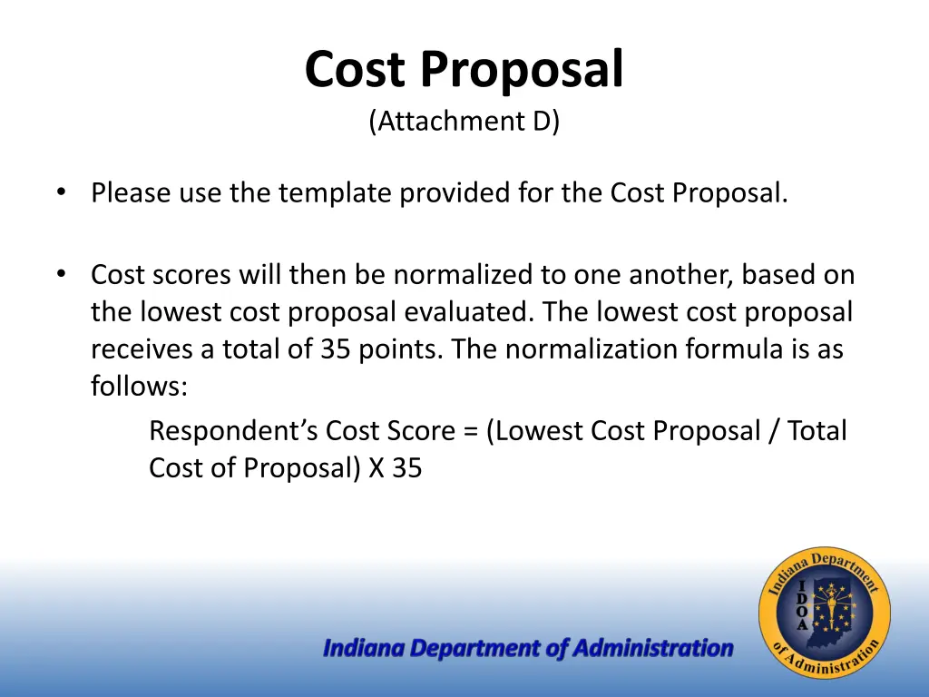 cost proposal attachment d