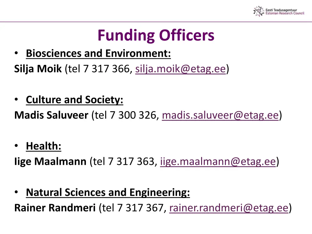 funding officers