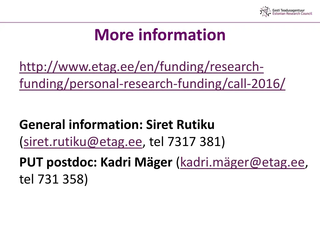more information