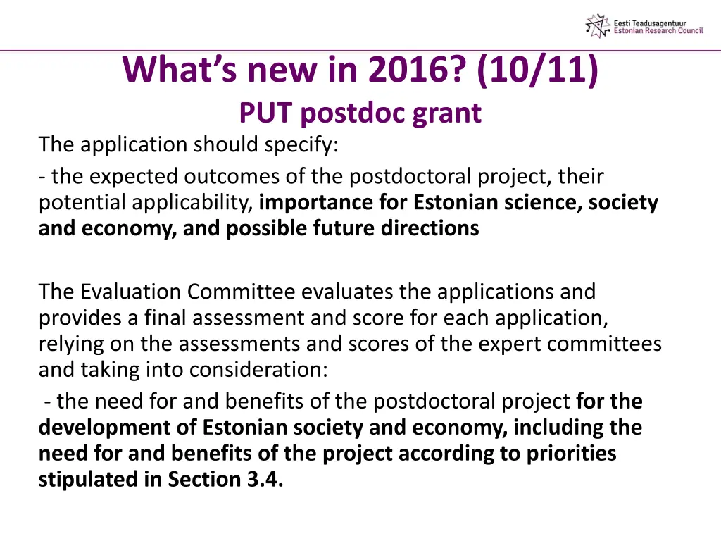 what s new in 2016 10 11 put postdoc grant