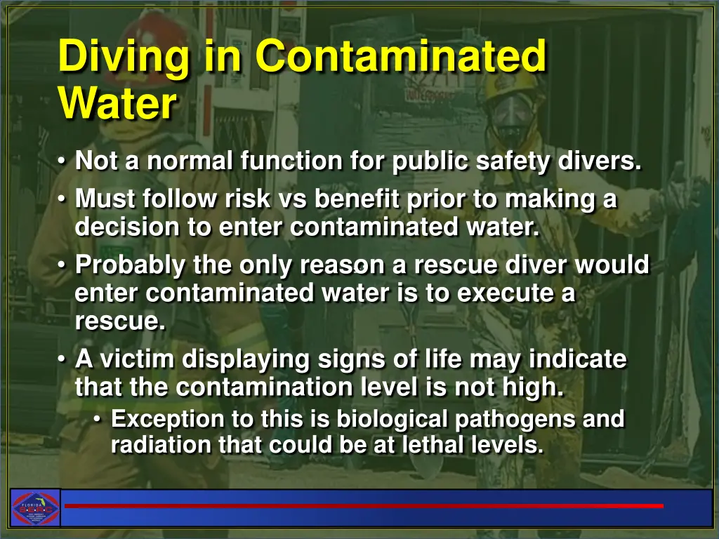 diving in contaminated water