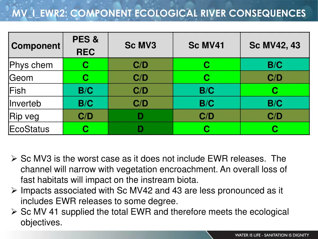 mv i ewr2 component ecological river consequences