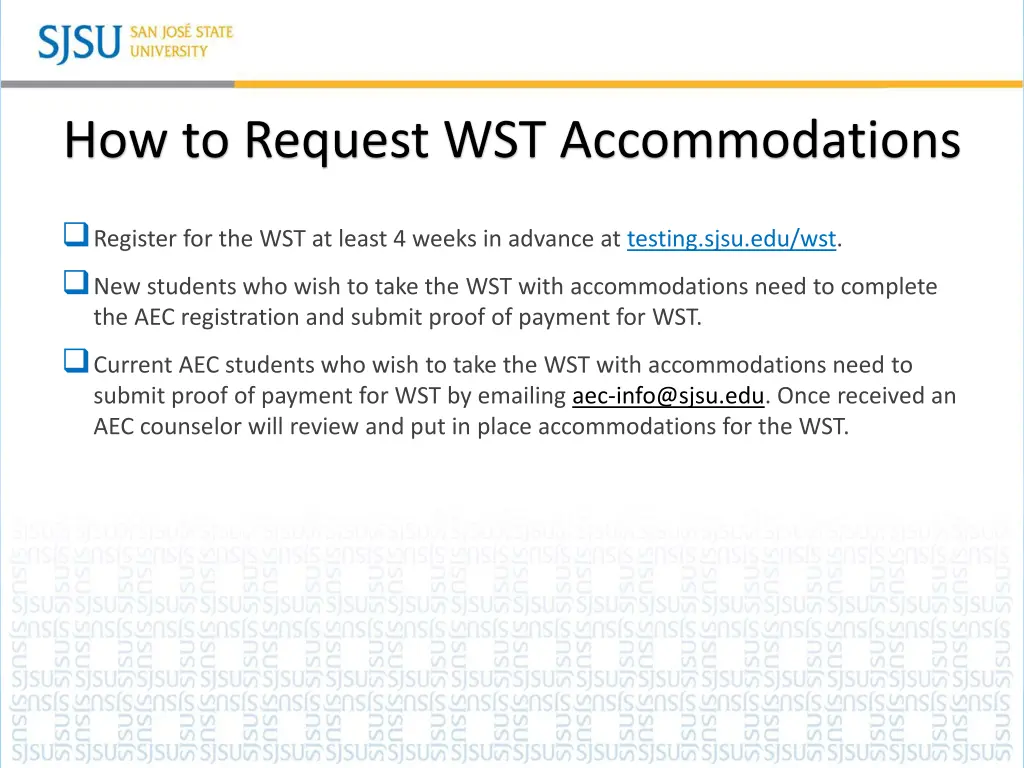 how to request wst accommodations