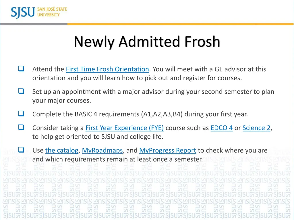 newly admitted frosh