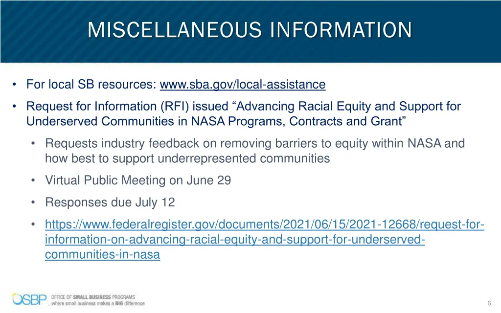 miscellaneous information