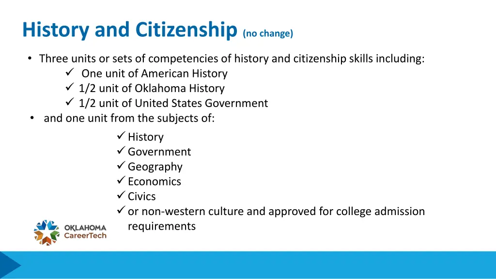 history and citizenship no change