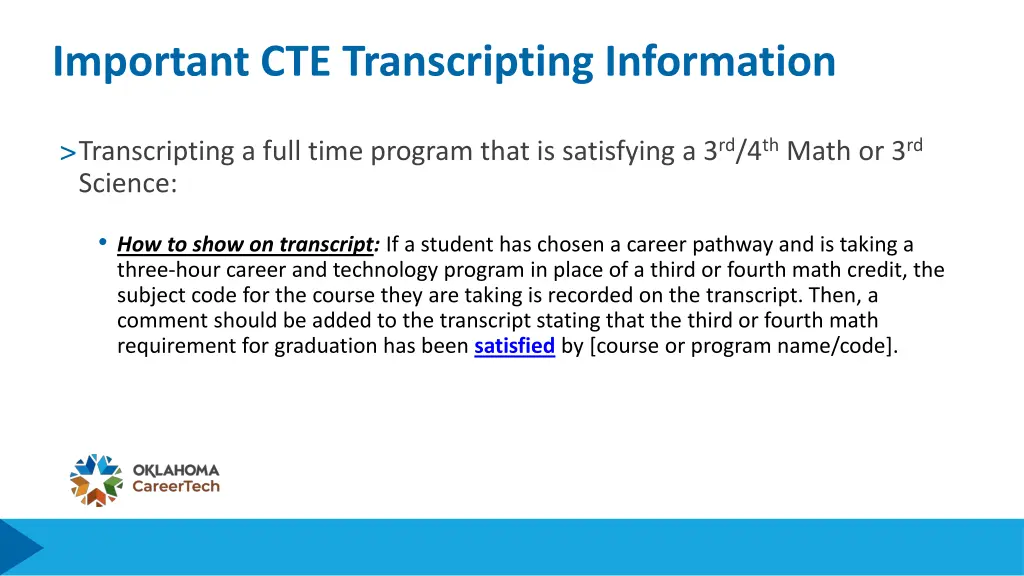 important cte transcripting information
