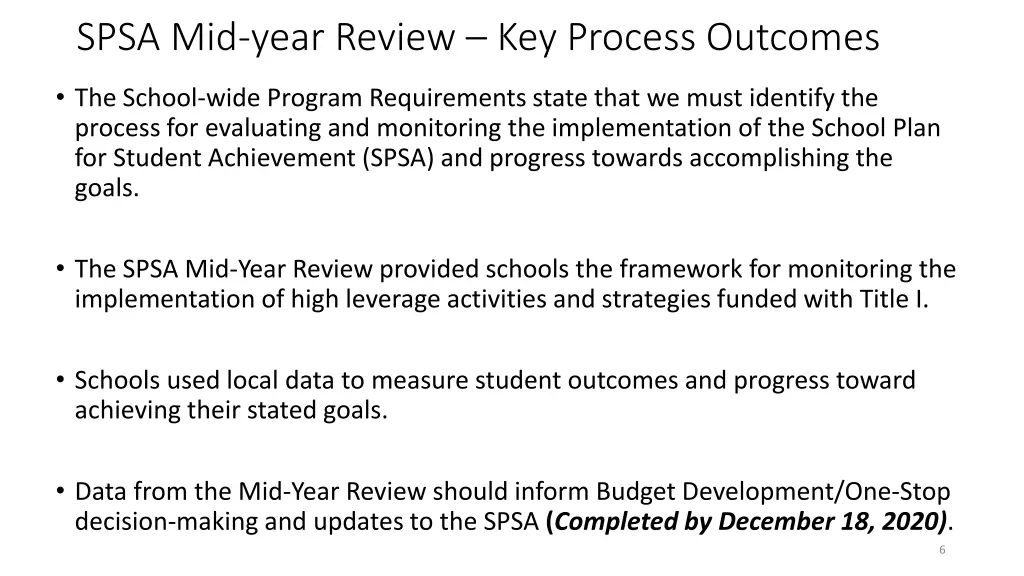 spsa mid year review key process outcomes