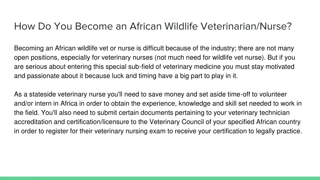 how do you become an african wildlife