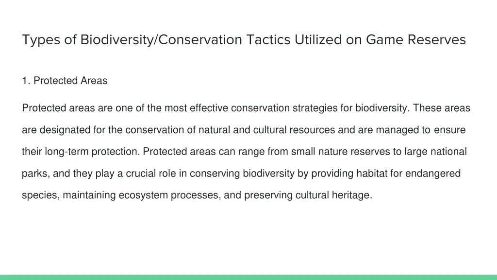 types of biodiversity conservation tactics 1