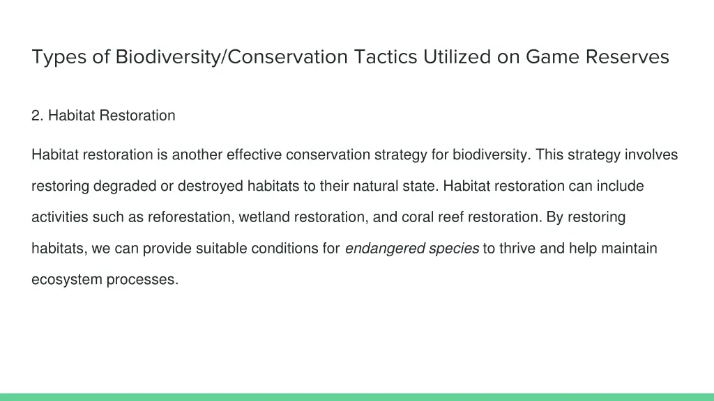 types of biodiversity conservation tactics 2
