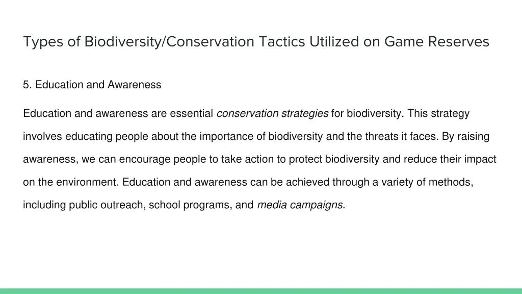types of biodiversity conservation tactics 5