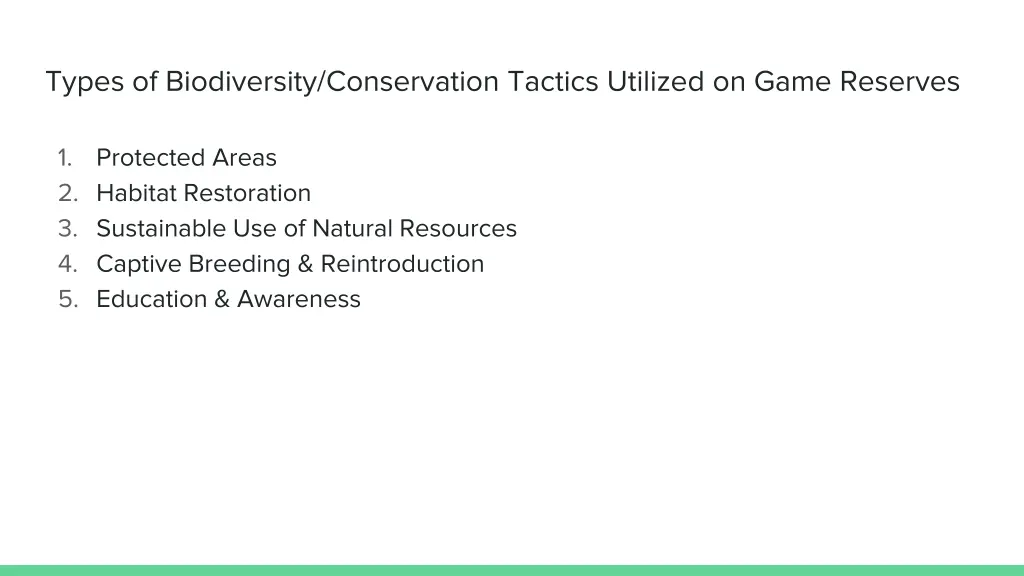 types of biodiversity conservation tactics