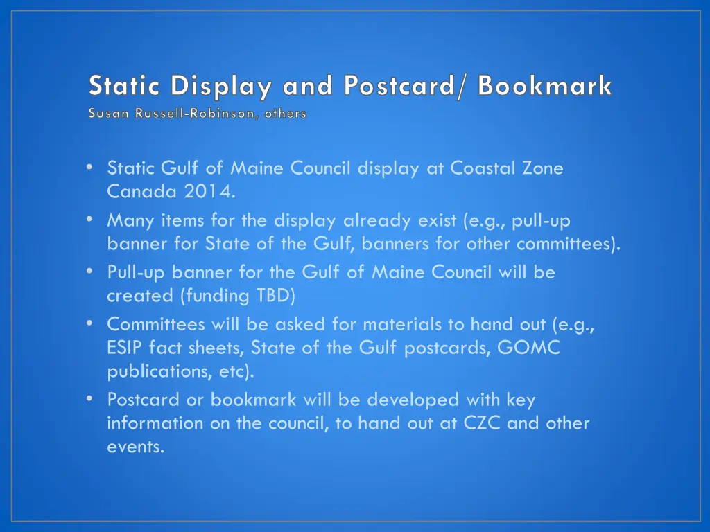 static display and postcard bookmark susan