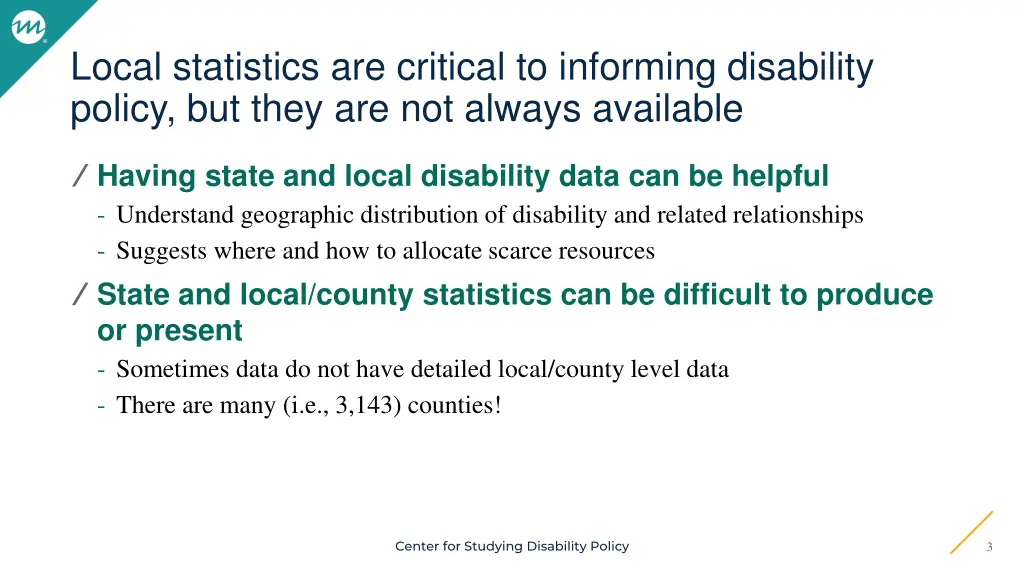 local statistics are critical to informing