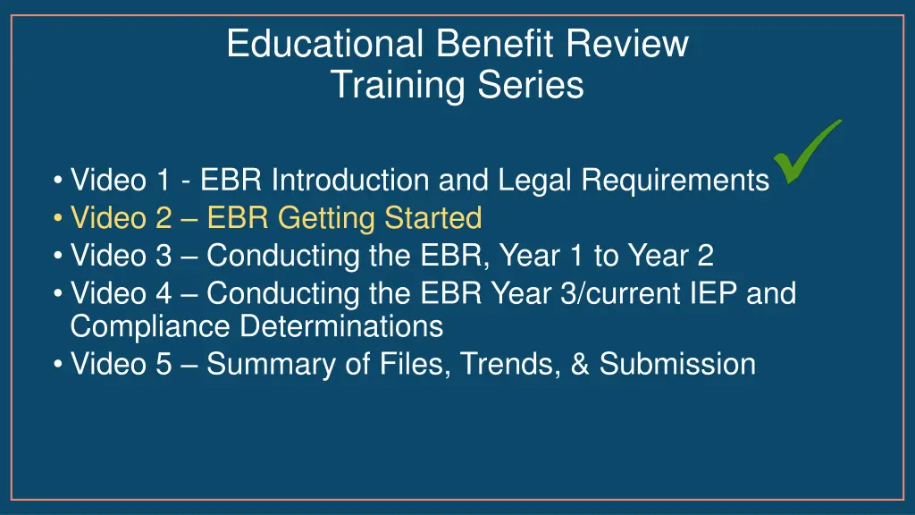 educational benefit review training series 1