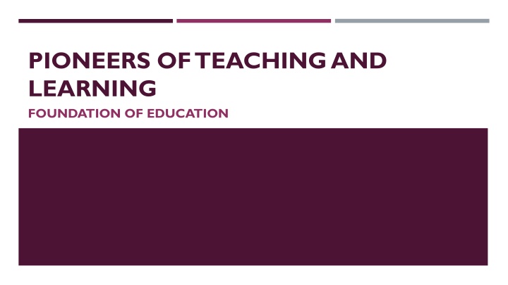 pioneers of teaching and learning foundation