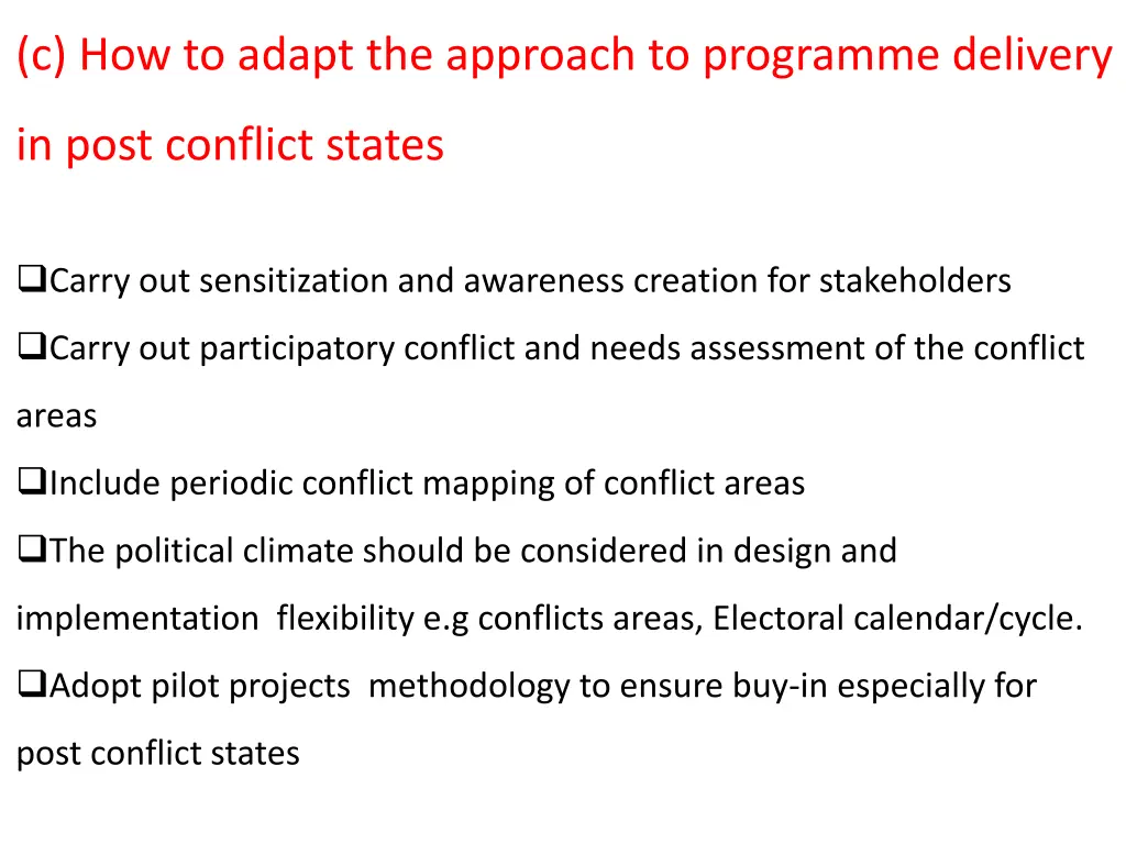 c how to adapt the approach to programme delivery