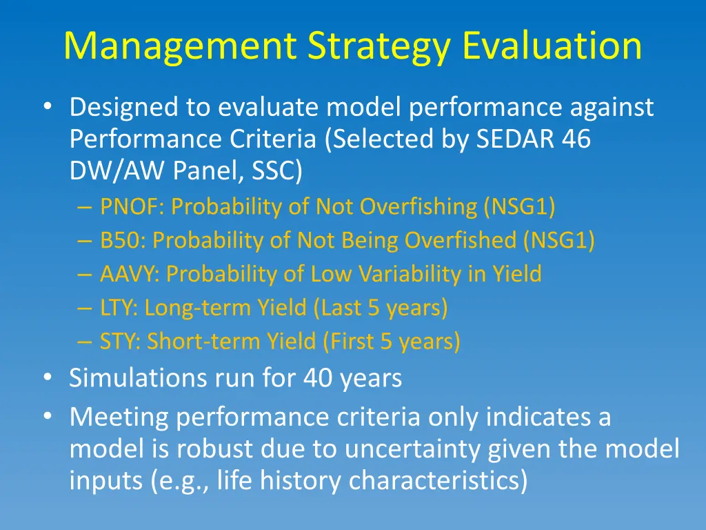 management strategy evaluation 1