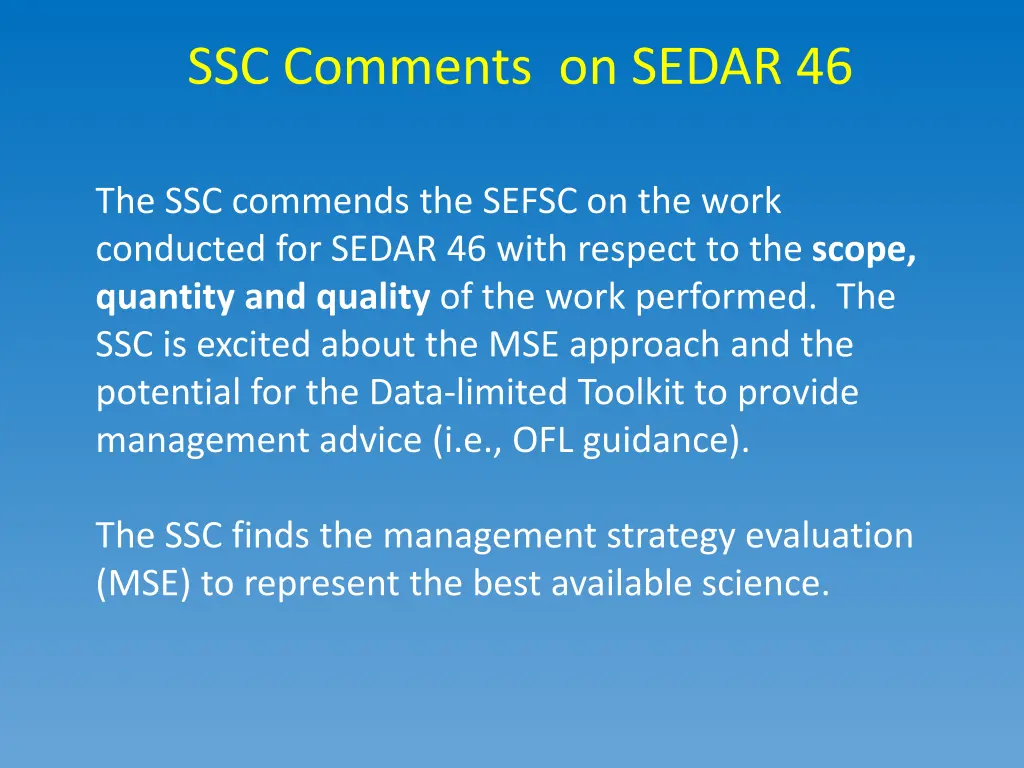 ssc comments on sedar 46