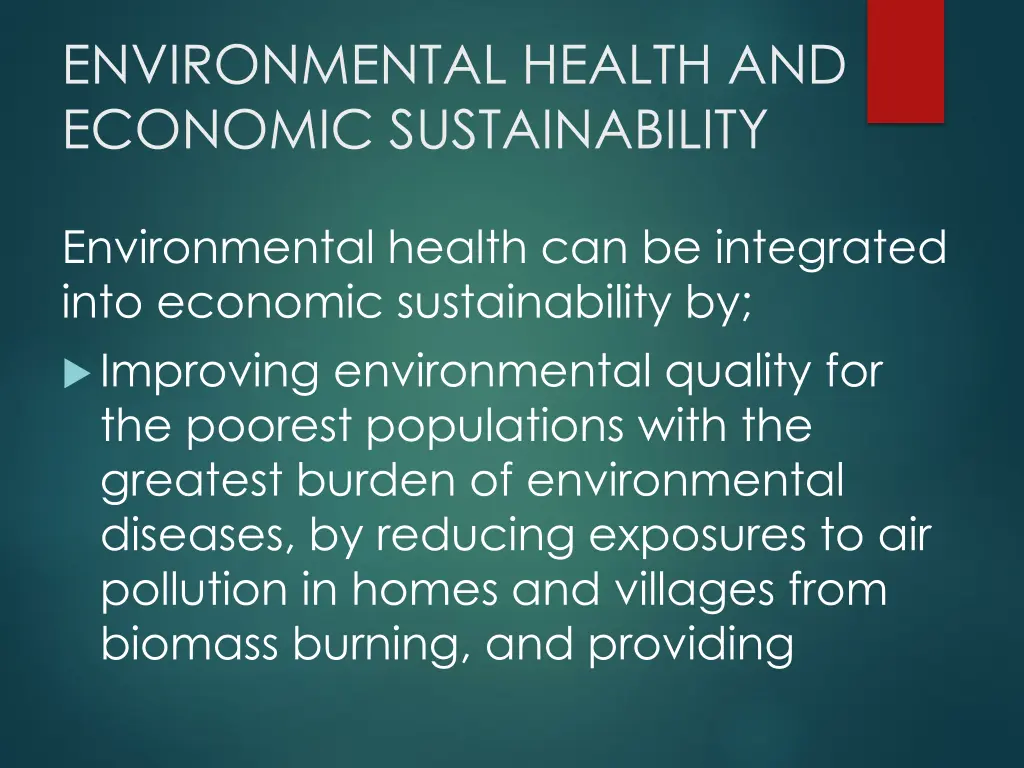 environmental health and economic sustainability