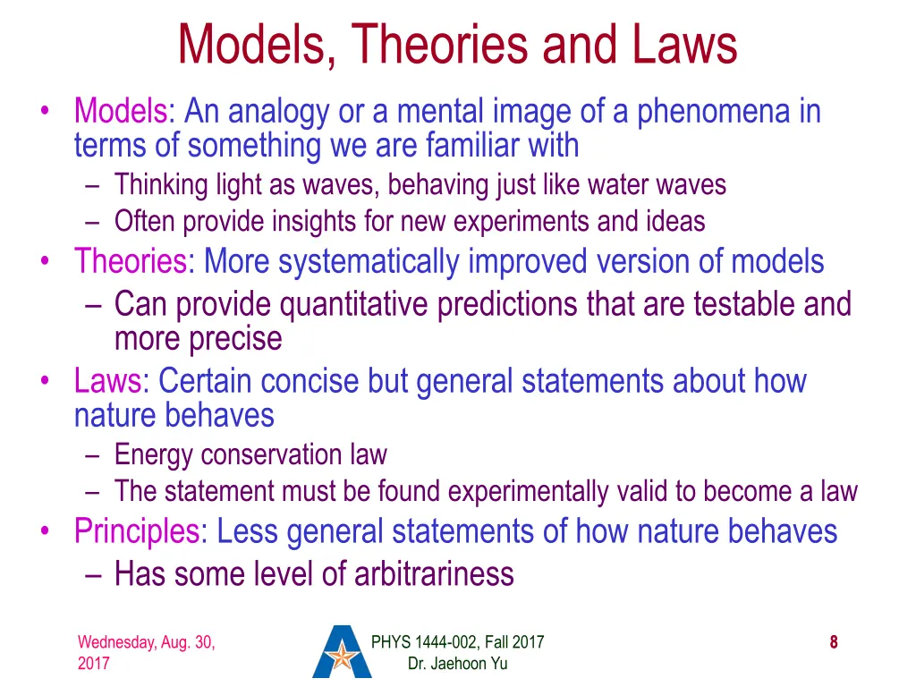 models theories and laws models an analogy