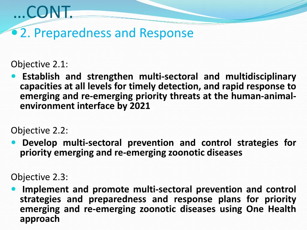 cont 2 preparedness and response