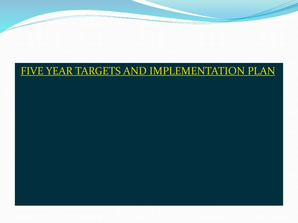 five year targets and implementation plan