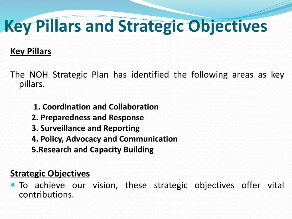 key pillars and strategic objectives