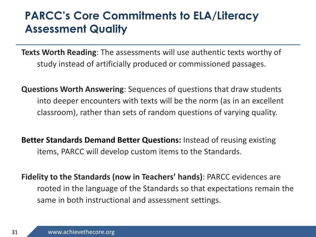 parcc s core commitments to ela literacy