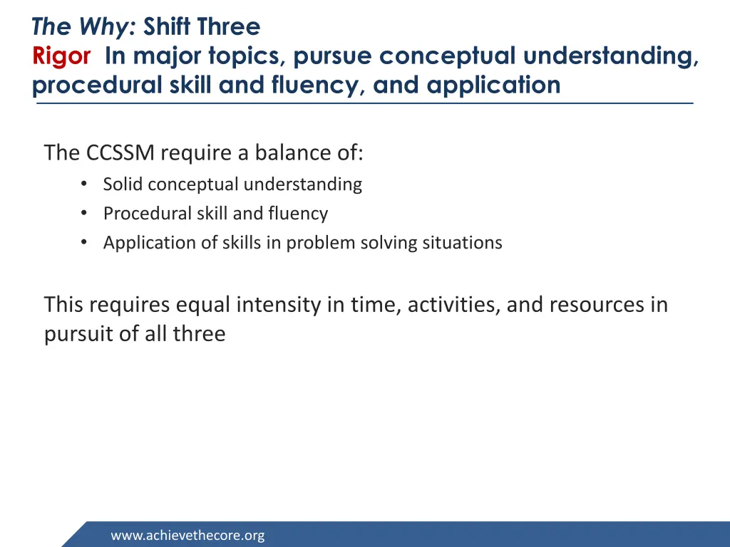 the why shift three rigor in major topics pursue