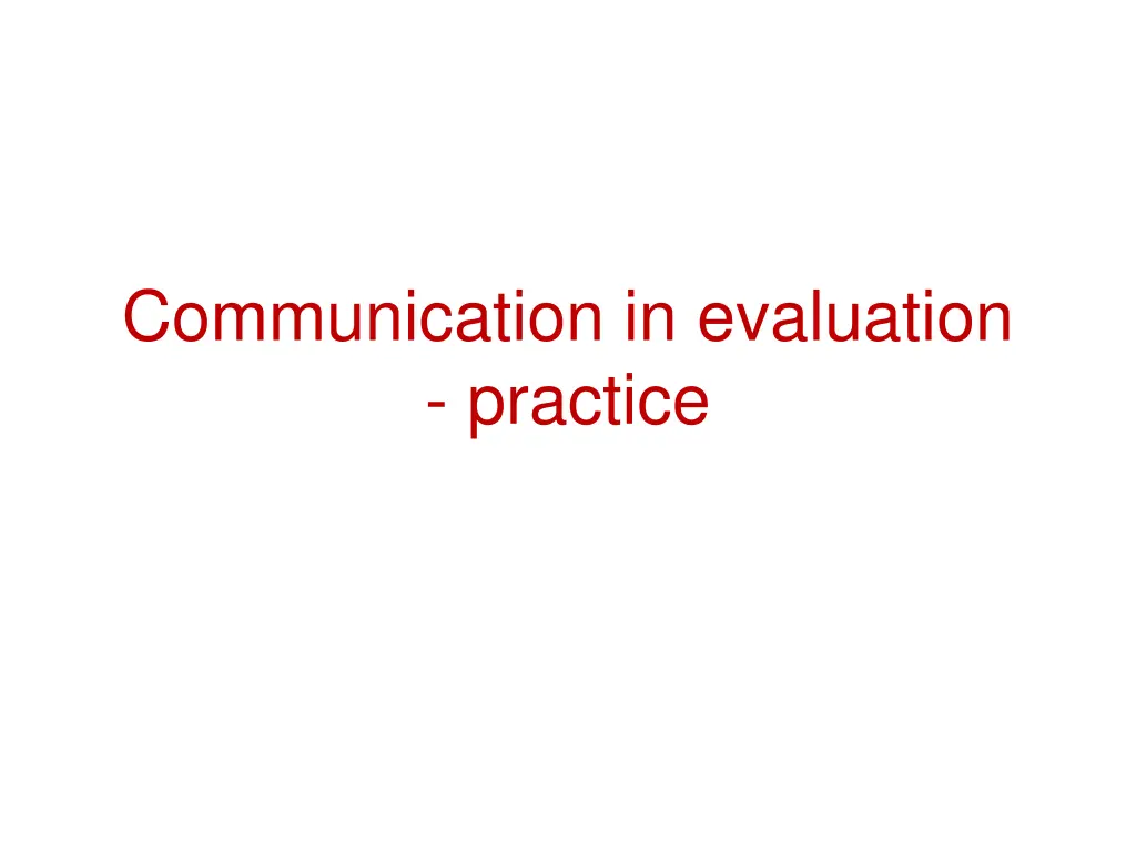 communication in evaluation practice