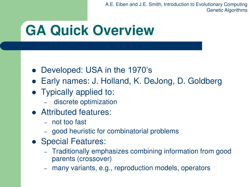 a e eiben and j e smith introduction