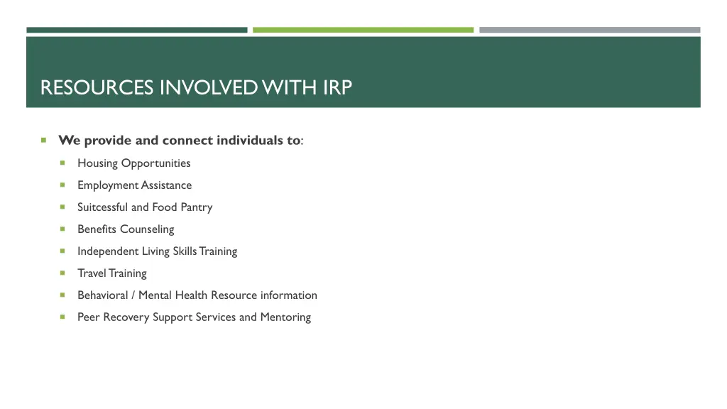 resources involved with irp