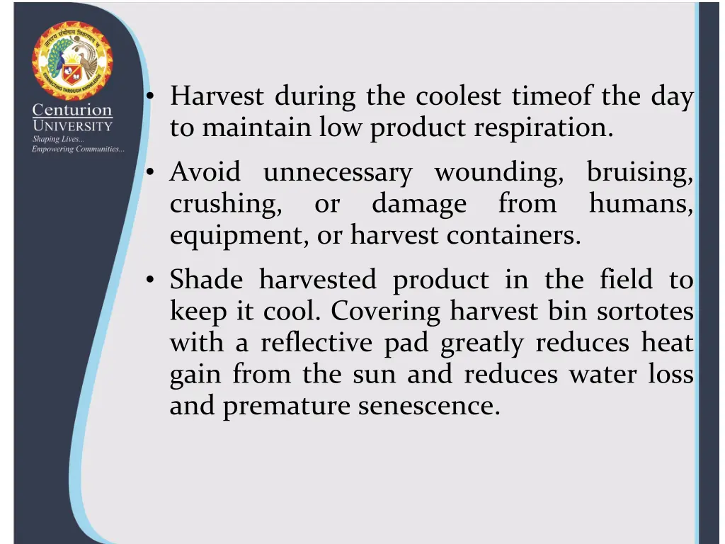 harvest during the coolest timeof