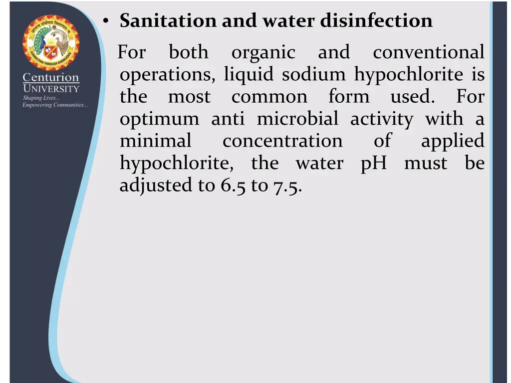 sanitation and water disinfection