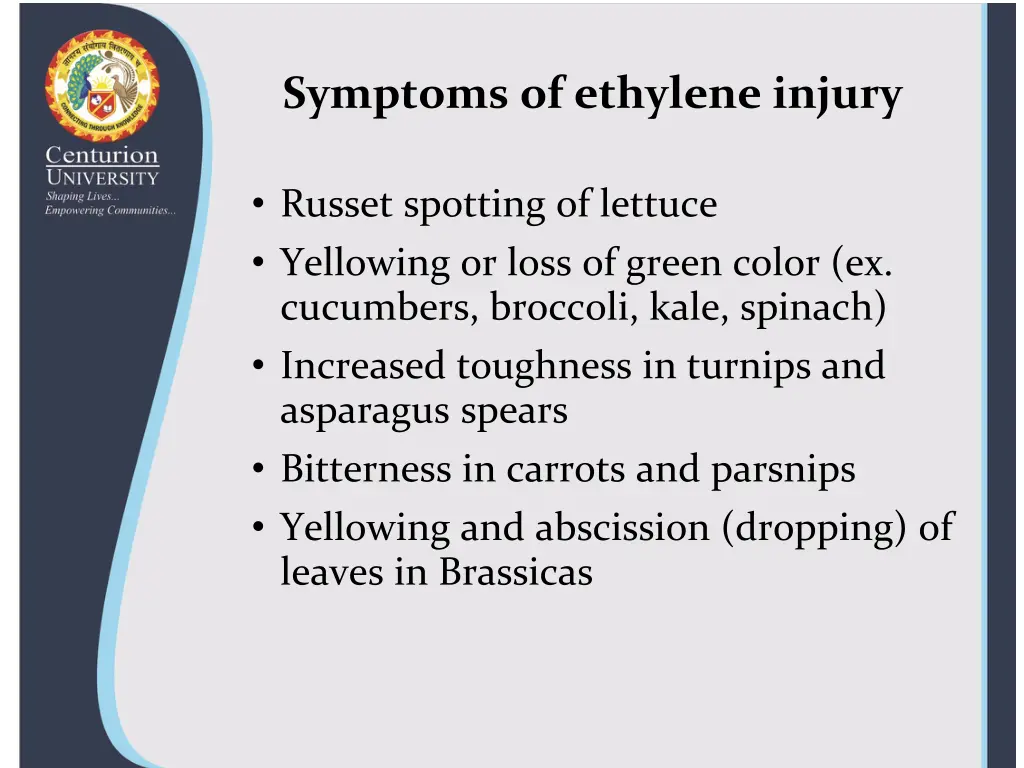 symptoms of ethylene injury