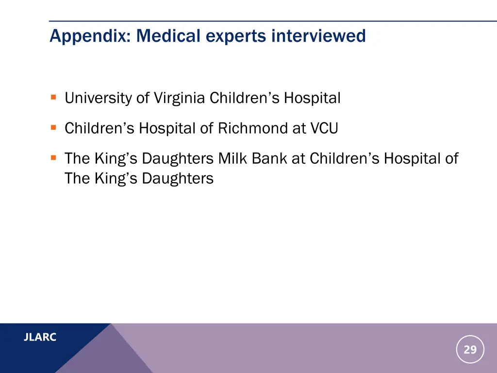 appendix medical experts interviewed