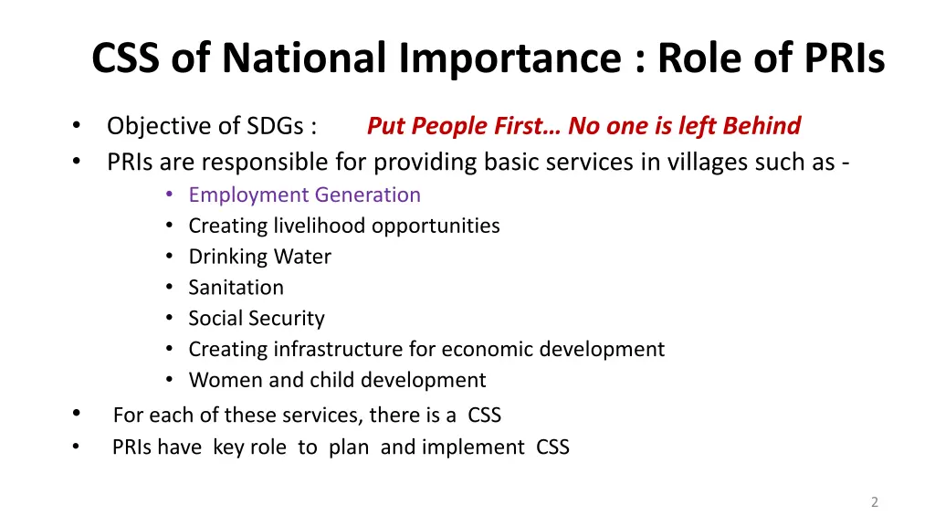 css of national importance role of pris