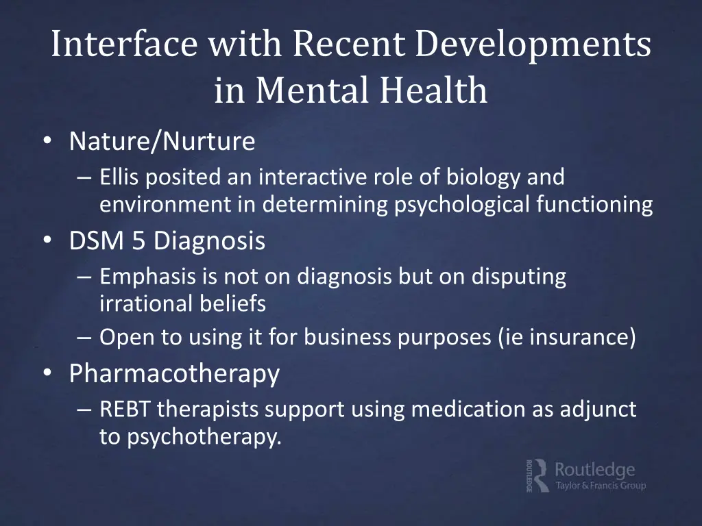 interface with recent developments in mental